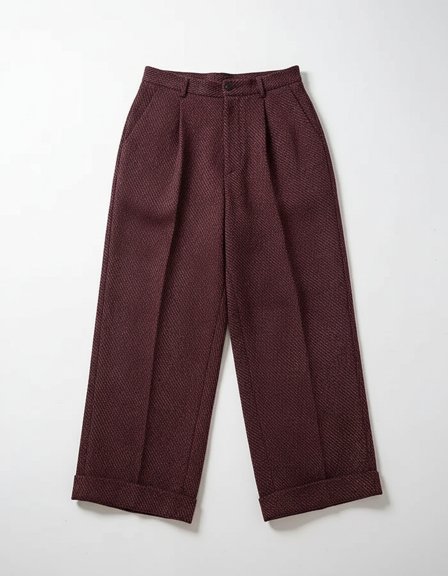 Casual Solid Color Twill Straight-Leg Trousers | Wide Leg
