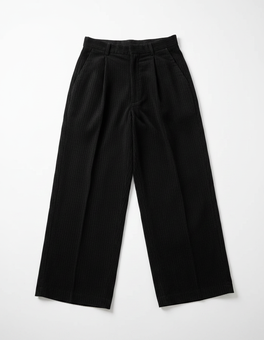 Casual Solid Color Twill Straight-Leg Trousers | Wide Leg