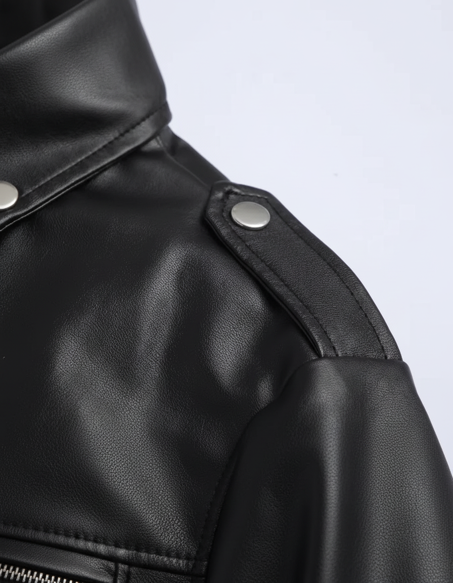 Men's Slim Fit Leather Jacket | Motorcycle Lapel Diagonal