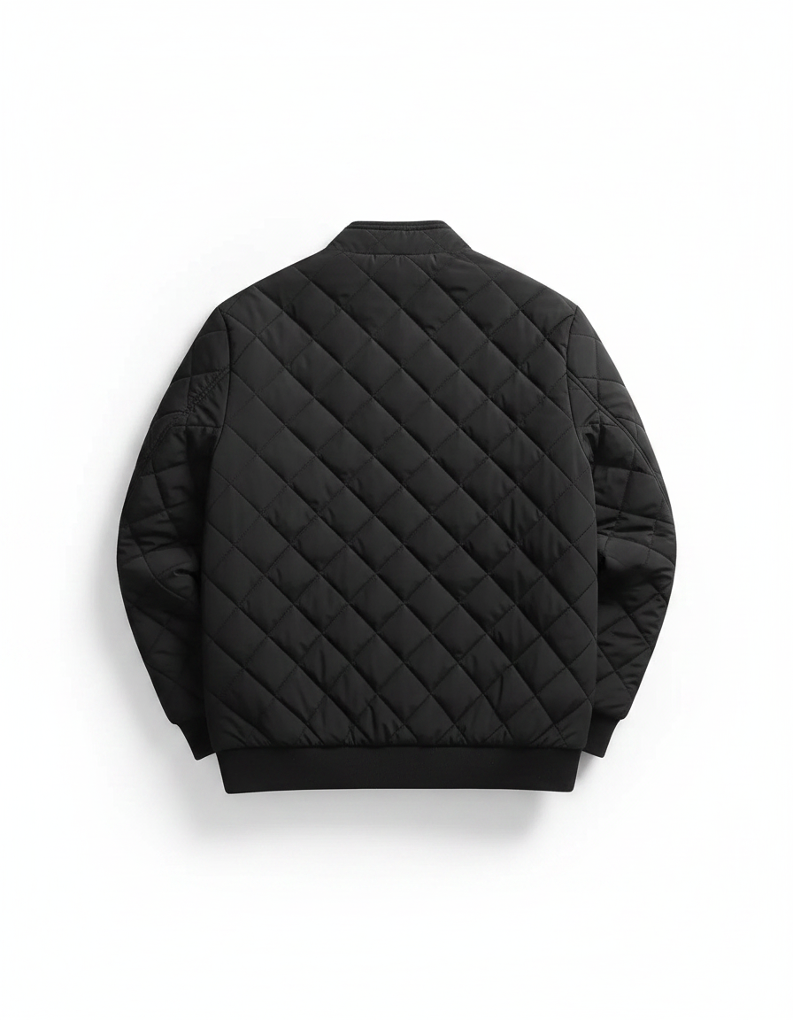 Men's Diamond Pattern Fleece-Lined Bomber Jacket | Casual Outerwear