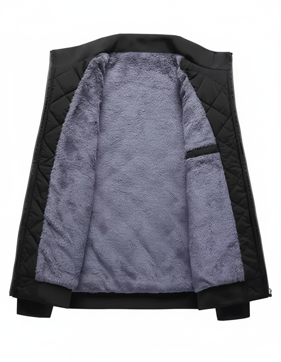 Men's Diamond Pattern Fleece-Lined Bomber Jacket | Casual Outerwear