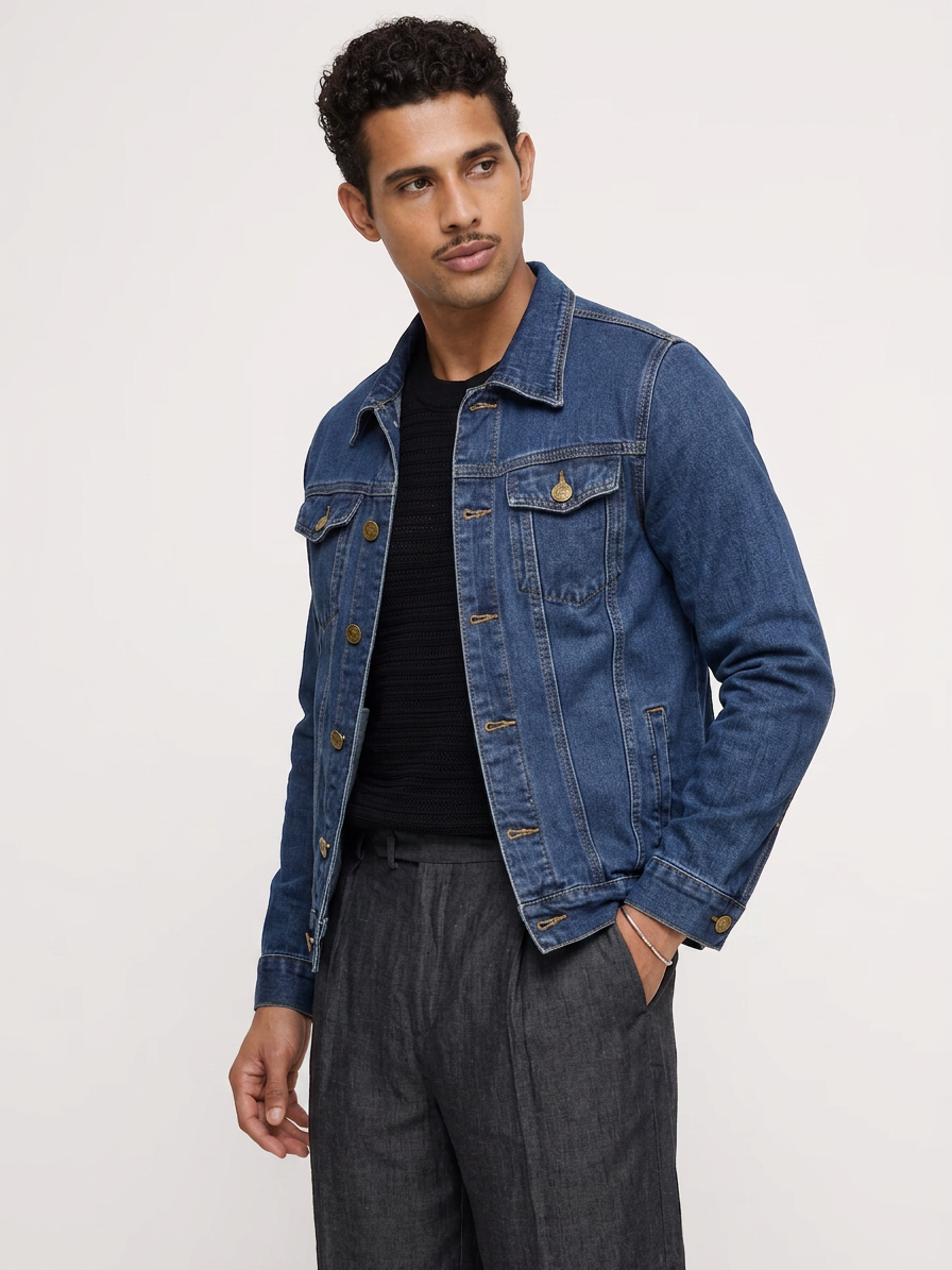 Slim Fit Denim Jacket | Cotton Made