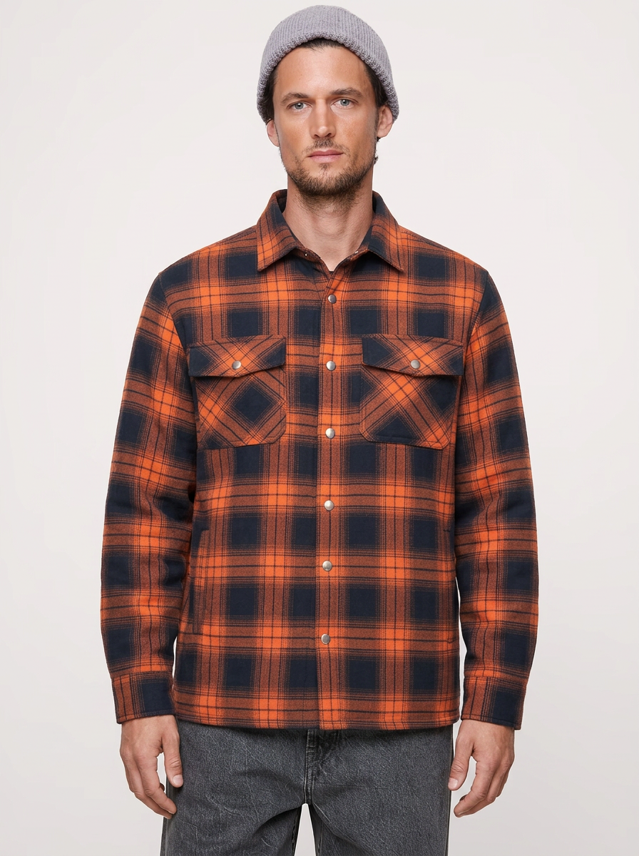 Quilted-Lined Flannel Jacket | Multi-Pockets