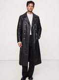 Classic Long Leather Trench Coat