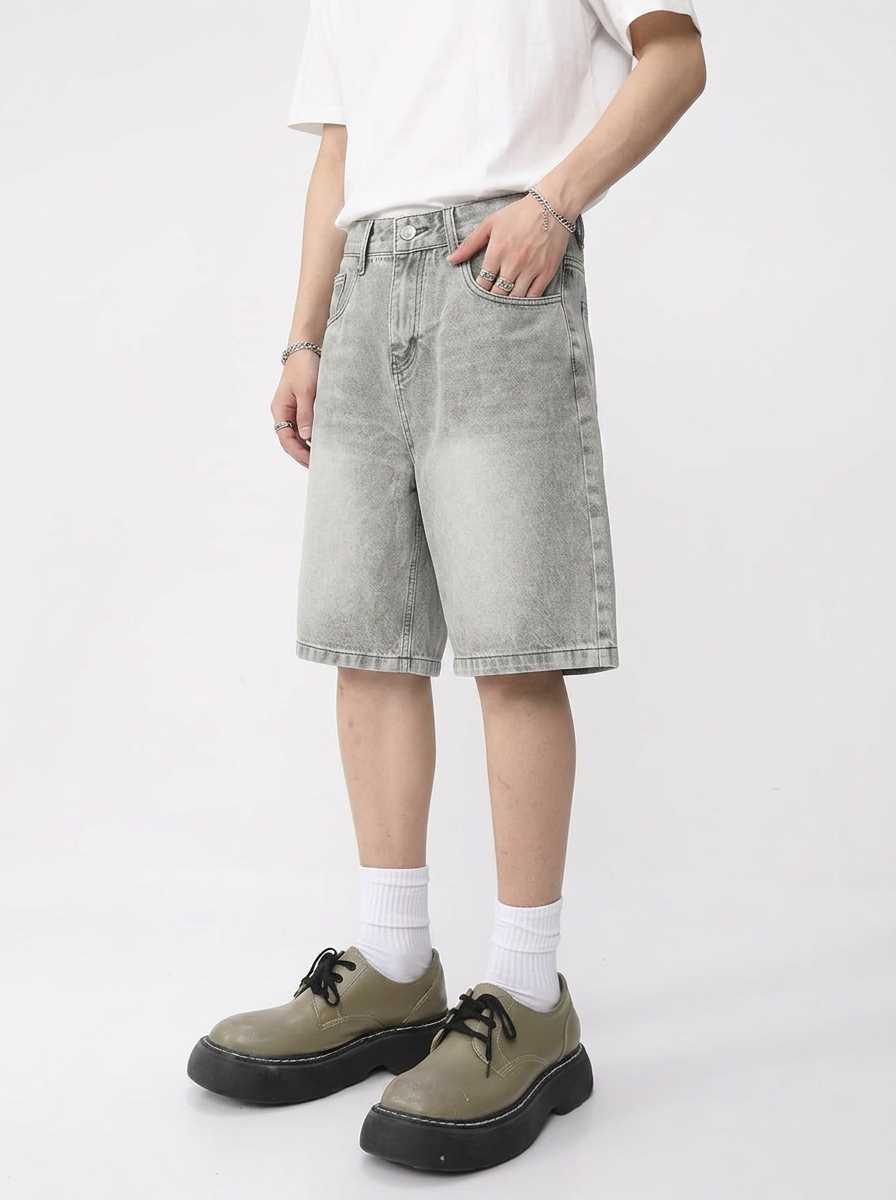 Vintage Washed Oversized Denim Shorts