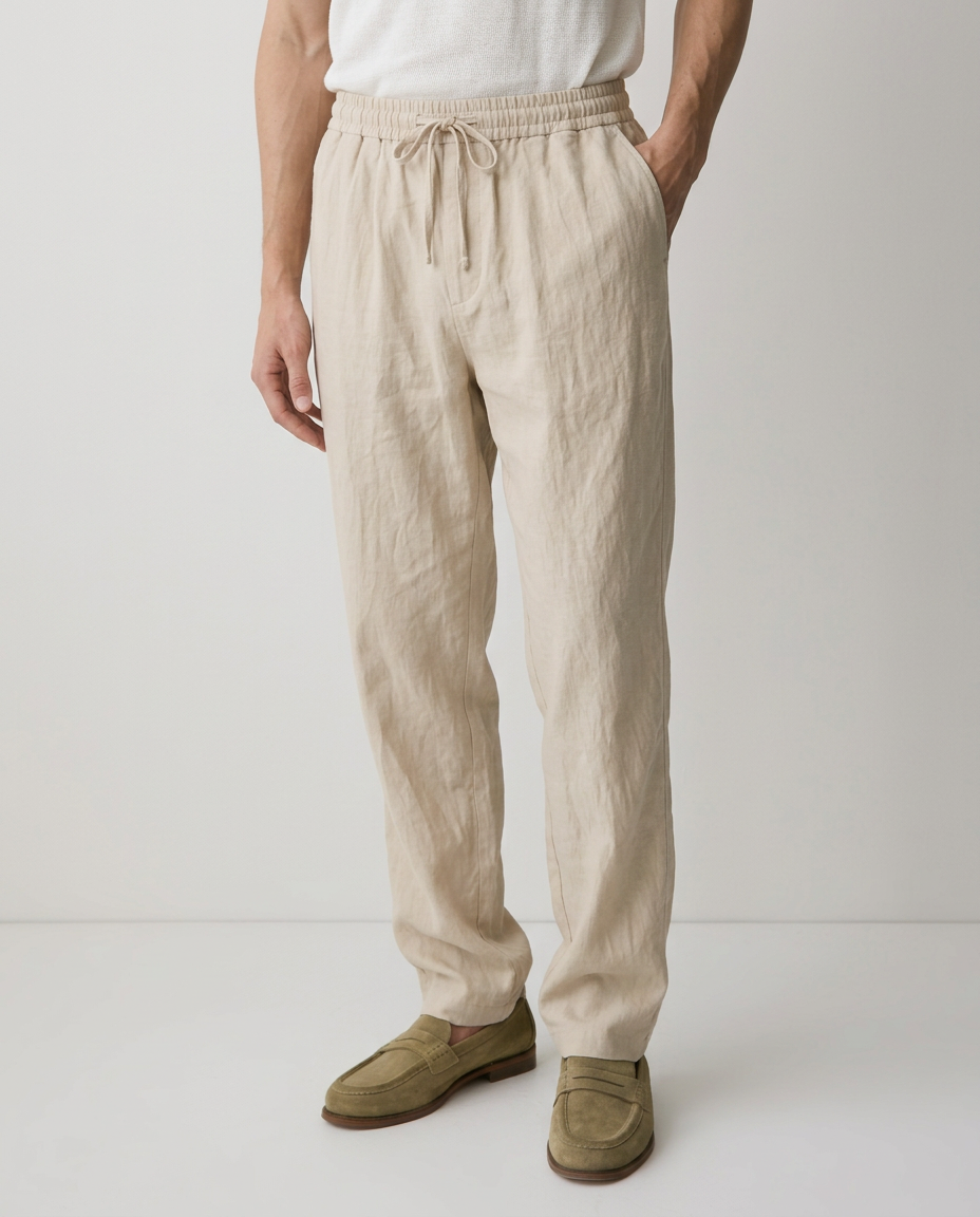 Cotton Linen Straight Leg Trousers | Multiple Colors