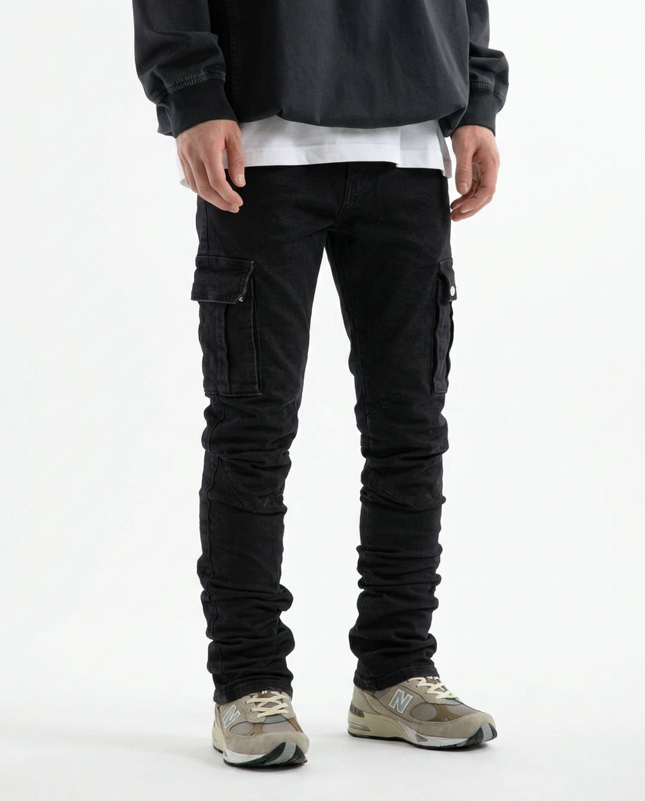 Men's Multi-Pocket Cargo Denim Pants | Slim Fit