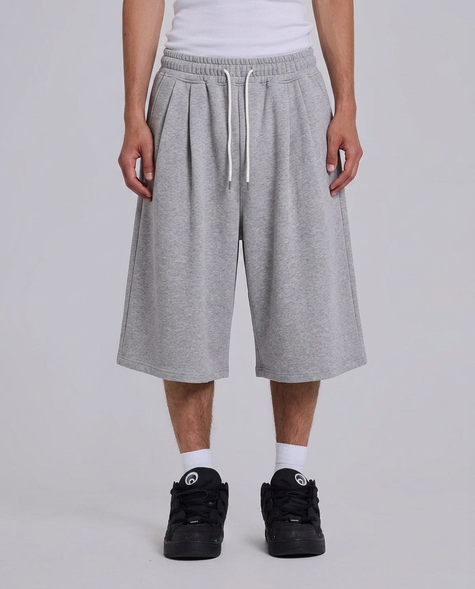 Men's Casual 3/4 Sports Shorts | Drawstring Elastic Waist Loose Wide Leg