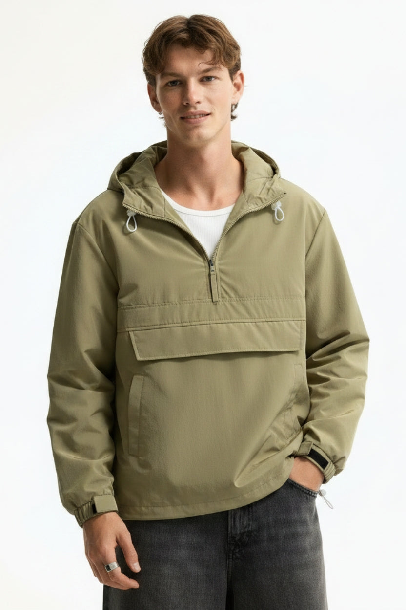 Waterproof Half-Zip Anorak Windbreaker Jacket
